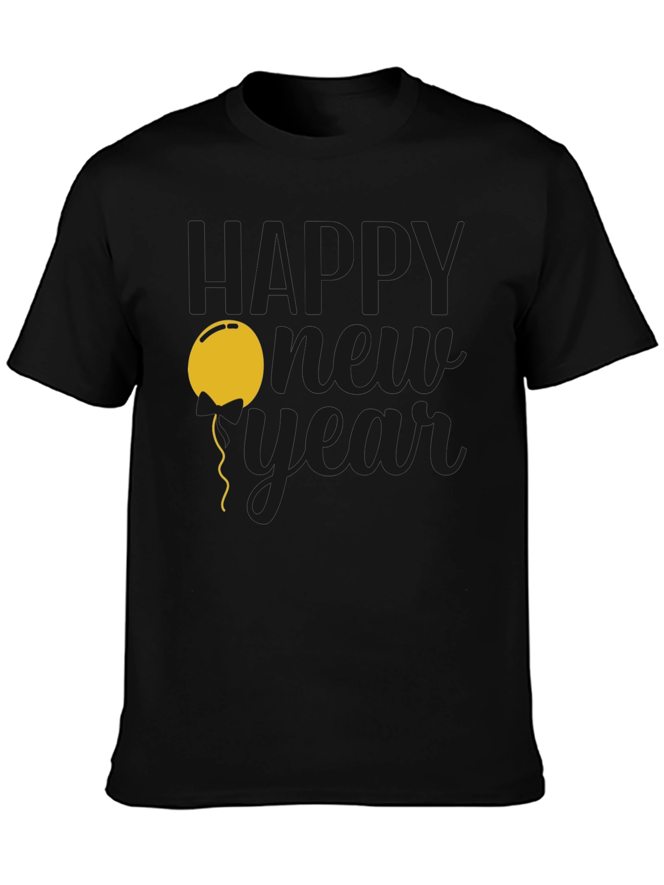 Happy New Year Graphic T-Shirt - Black