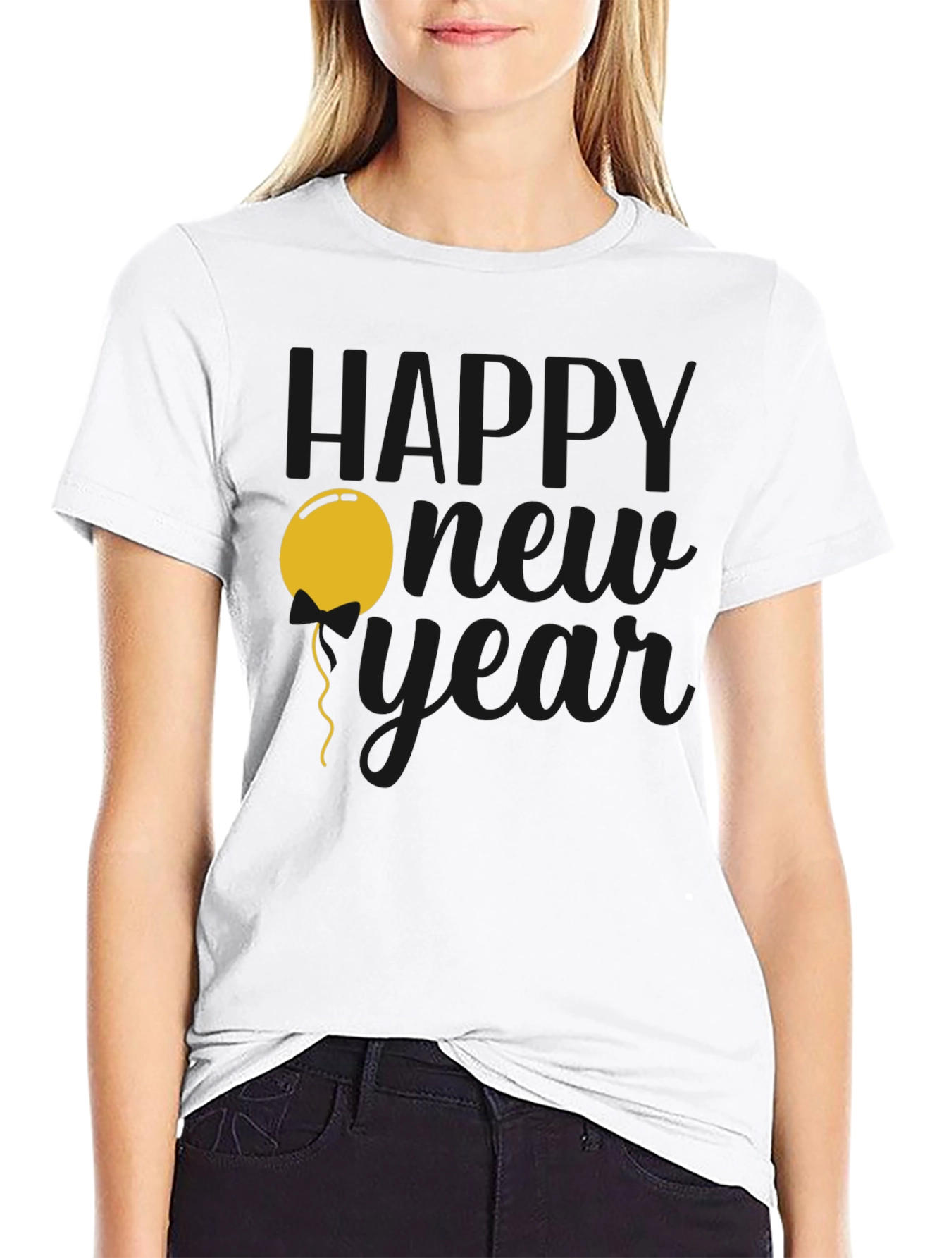 Happy New Year Graphic T-Shirt - Black