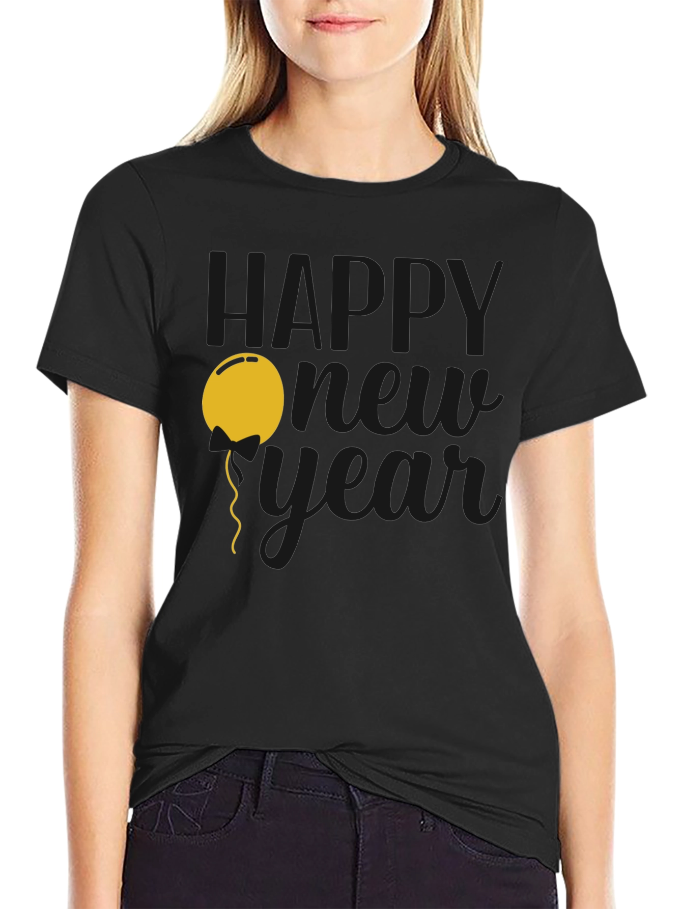Happy New Year Graphic T-Shirt - Black