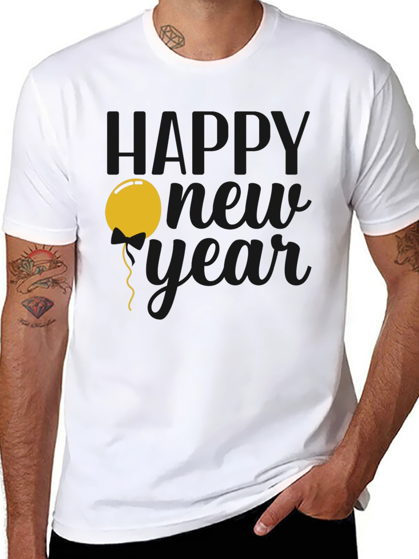 Happy New Year Graphic T-Shirt - Black