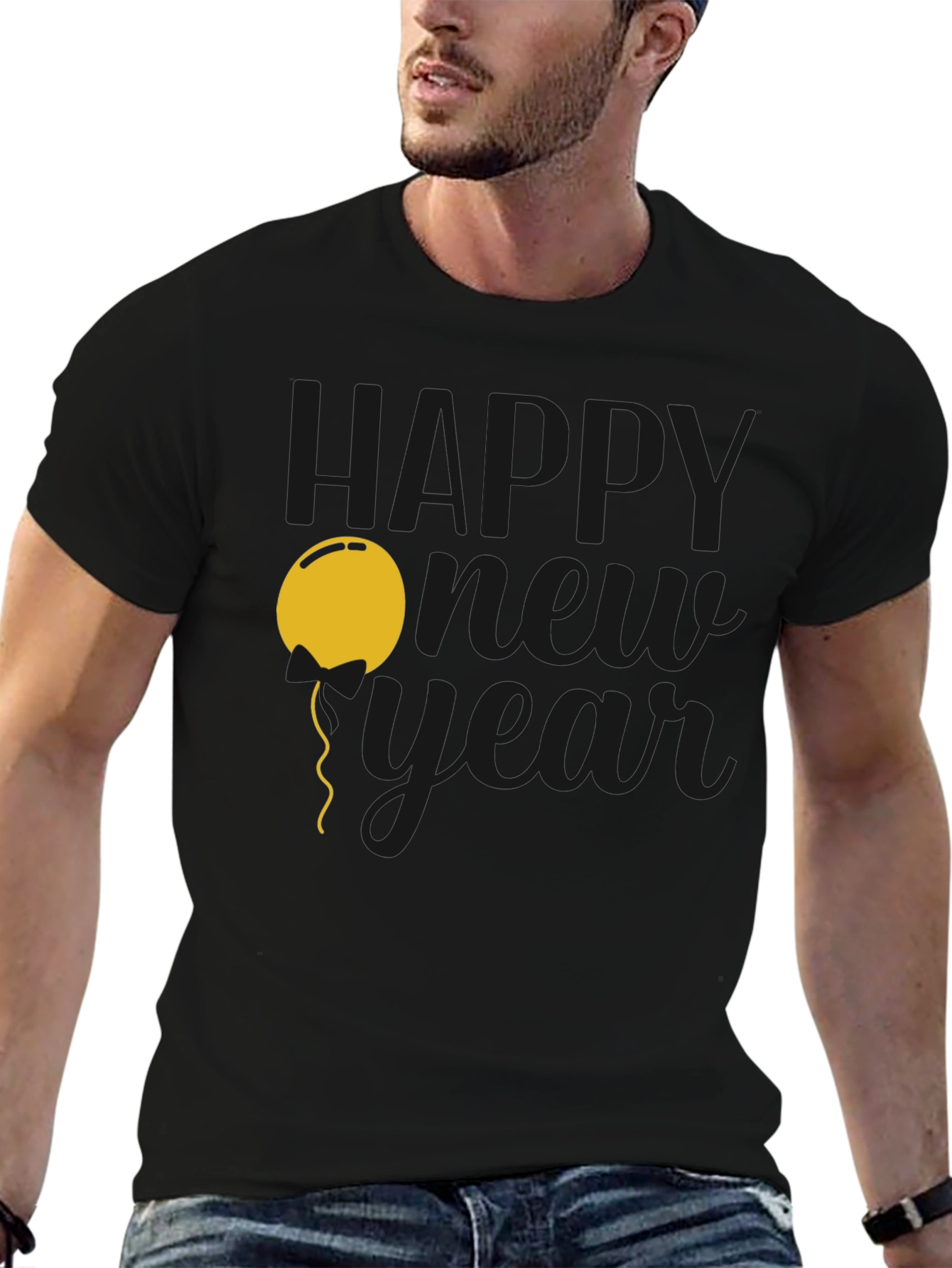 Happy New Year Graphic T-Shirt - Black