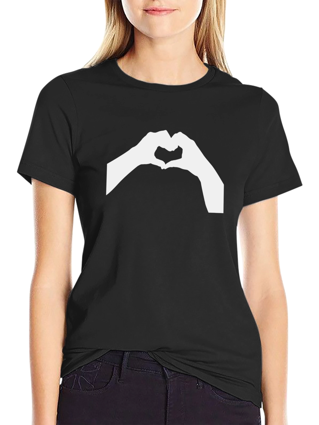 Heart Hands Black T-Shirt - Express Love