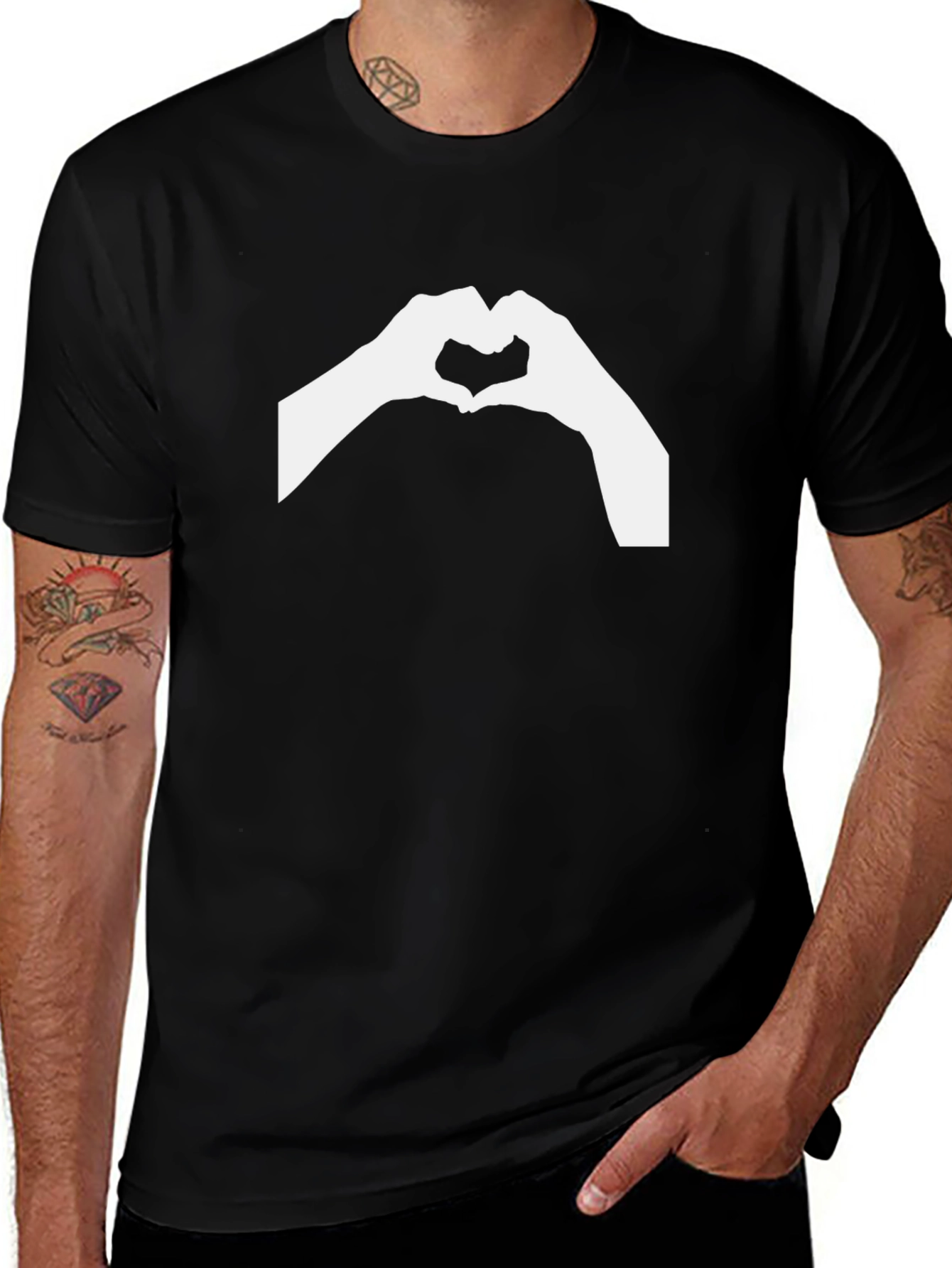 Heart Hands Black T-Shirt - Express Love