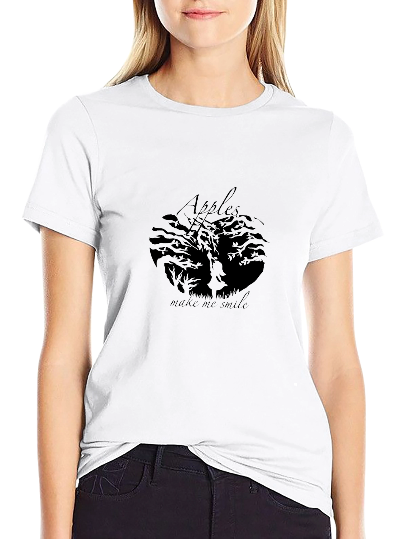 Apples Make Me Smile Black T-Shirt
