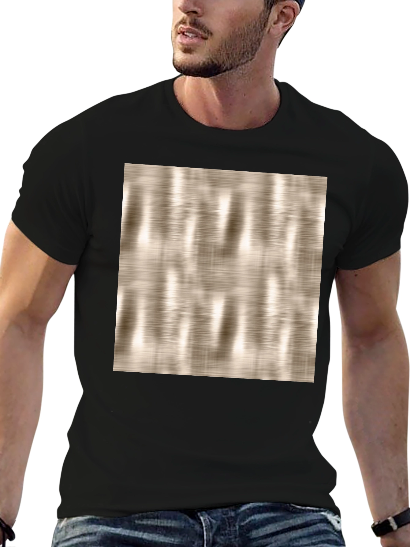 Modern Texture Graphic Print Black T-Shirt