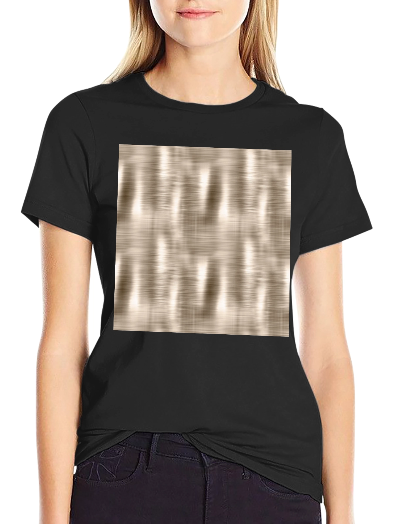 Modern Texture Graphic Print Black T-Shirt