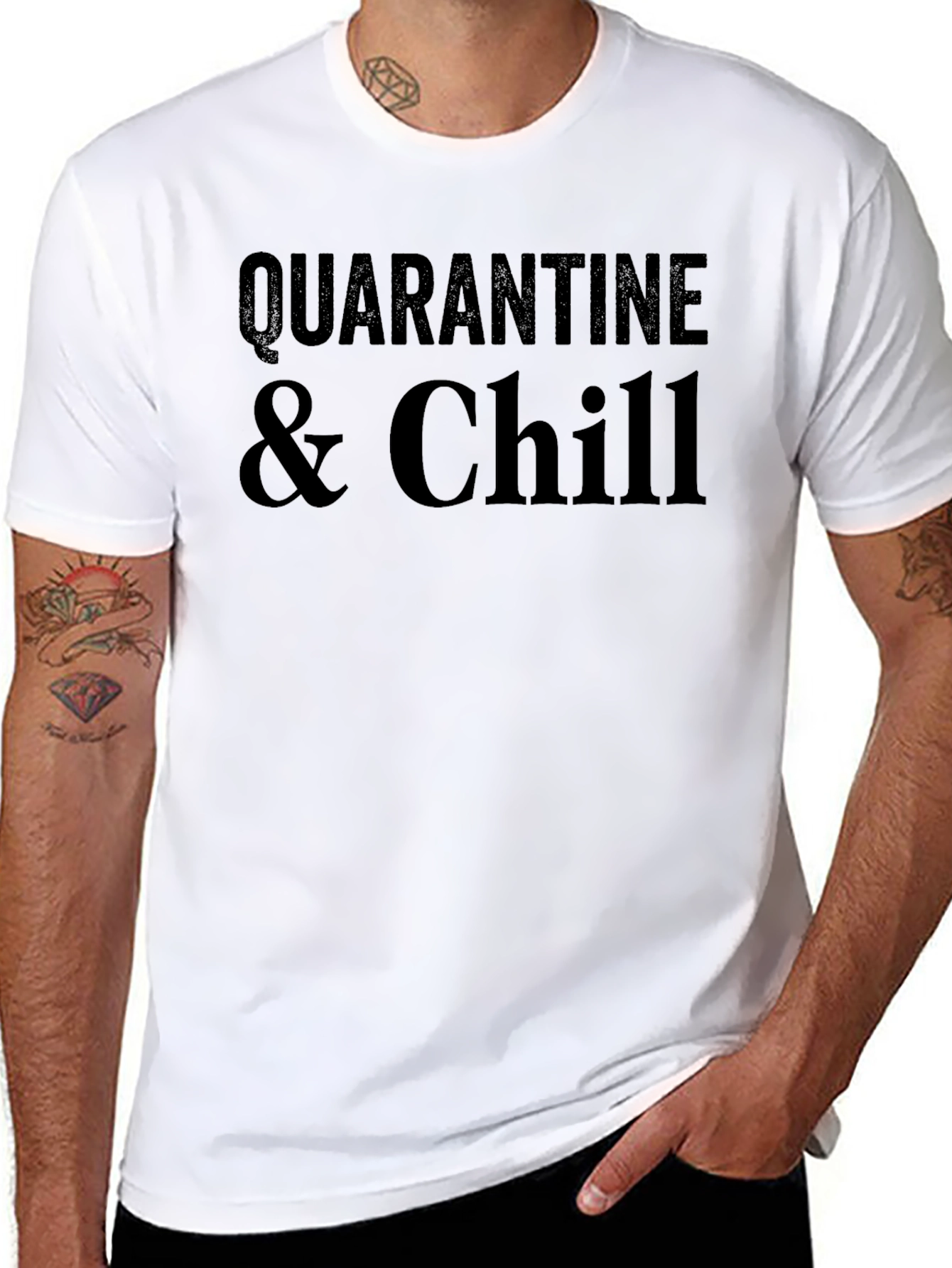 Quarantine & Chill Black Graphic Tee - Casual Style