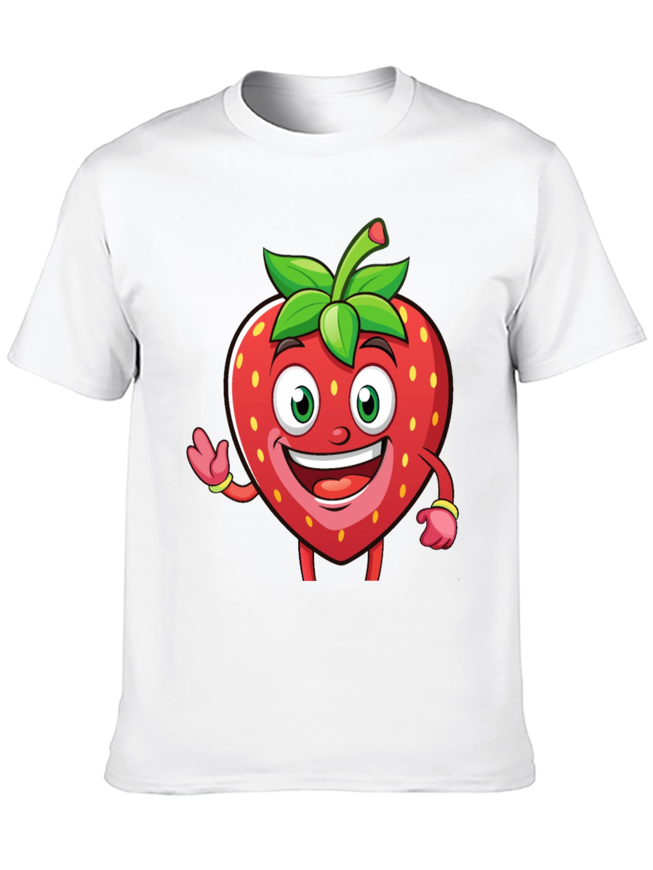 Funny Strawberry Cartoon T-Shirt - Black