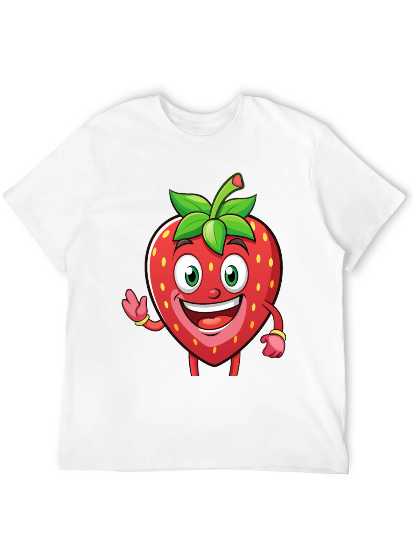 Funny Strawberry Cartoon T-Shirt - Black