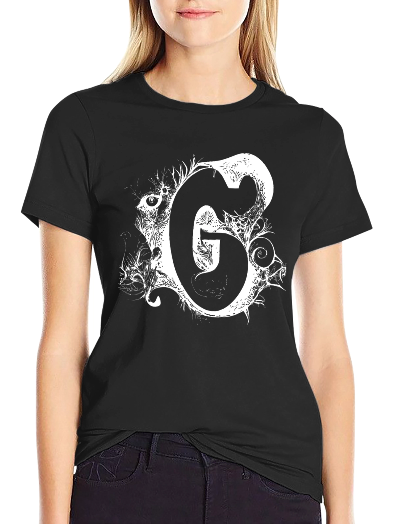 Black T-Shirt with White G Graphic