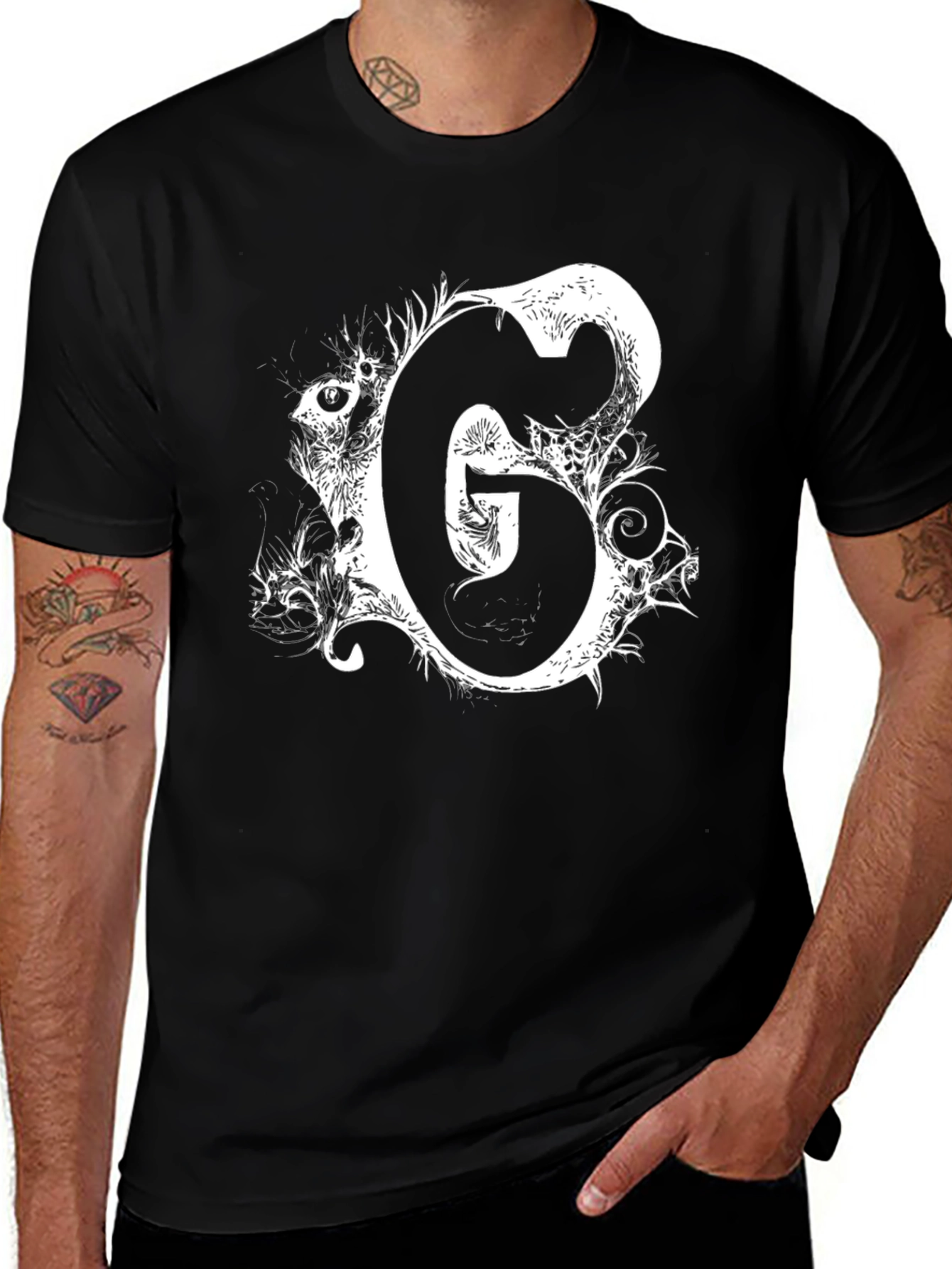 Black T-Shirt with White G Graphic