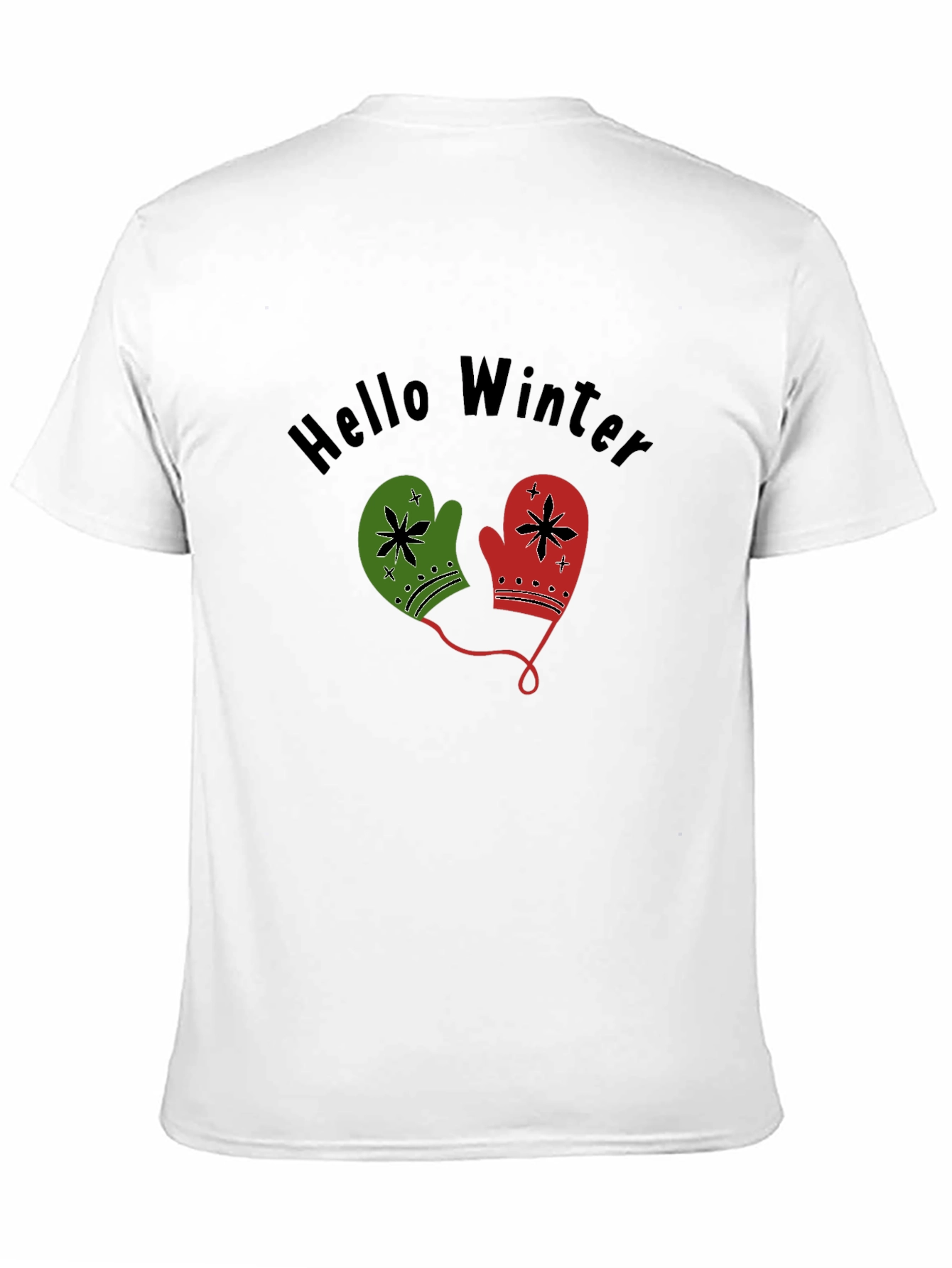 Hello Winter Mittens Graphic Tee - Cozy Holiday Shirt