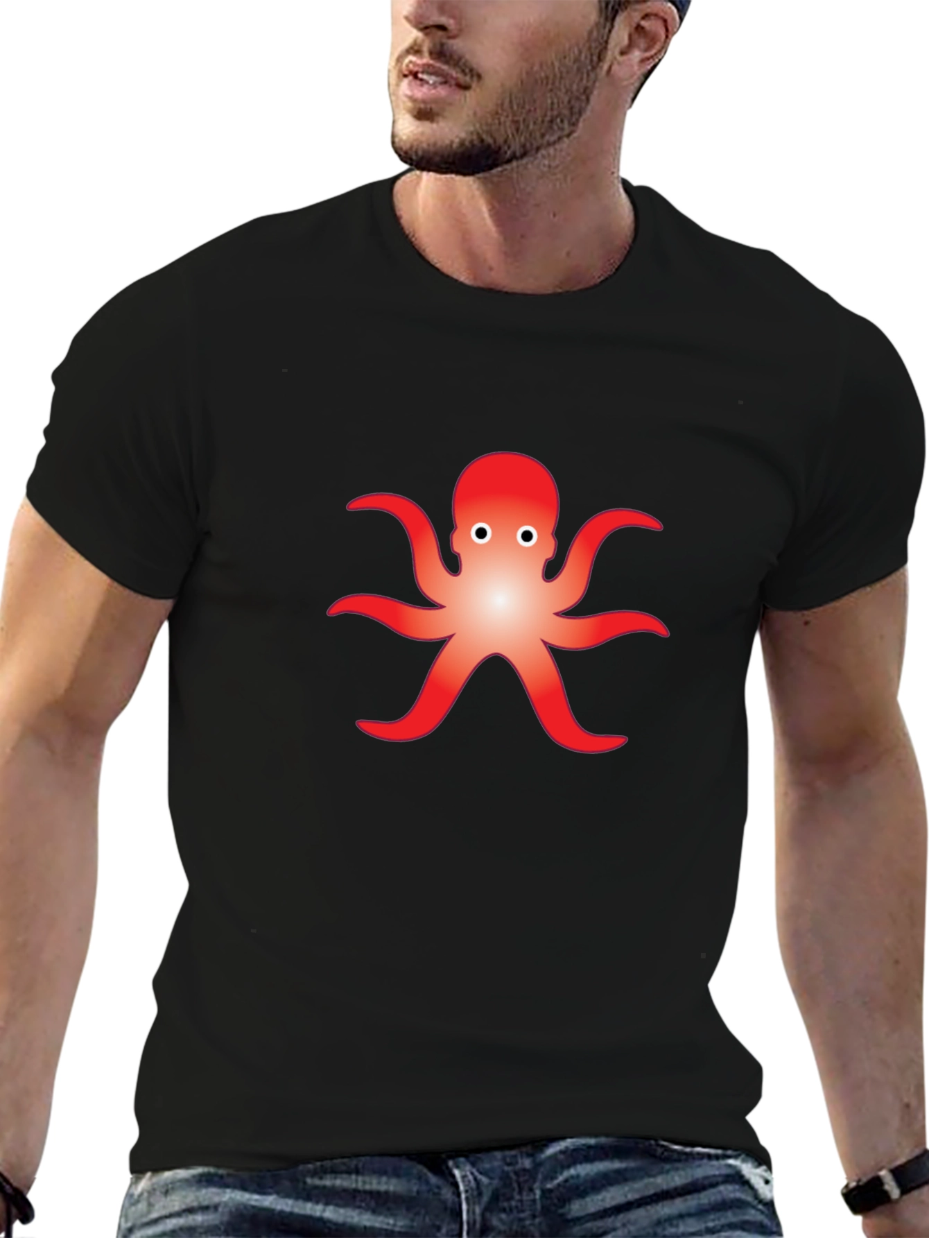 Cool Octopus Graphic Black T-Shirt