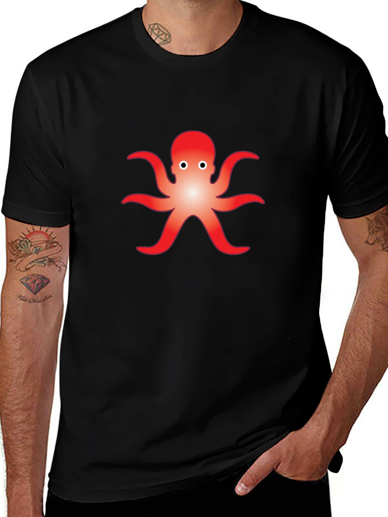 Cool Octopus Graphic Black T-Shirt