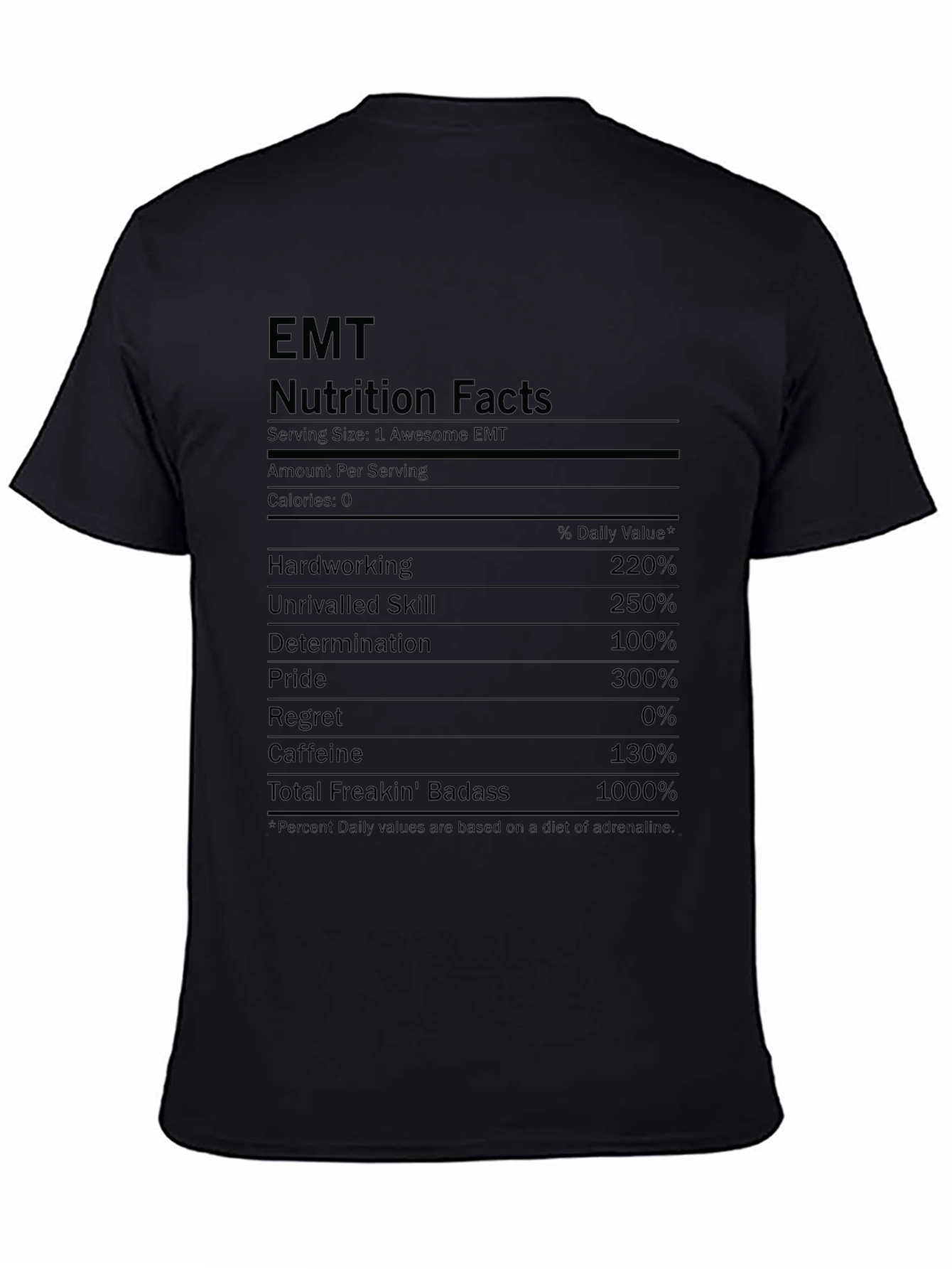 EMT Nutrition Facts Black T-Shirt