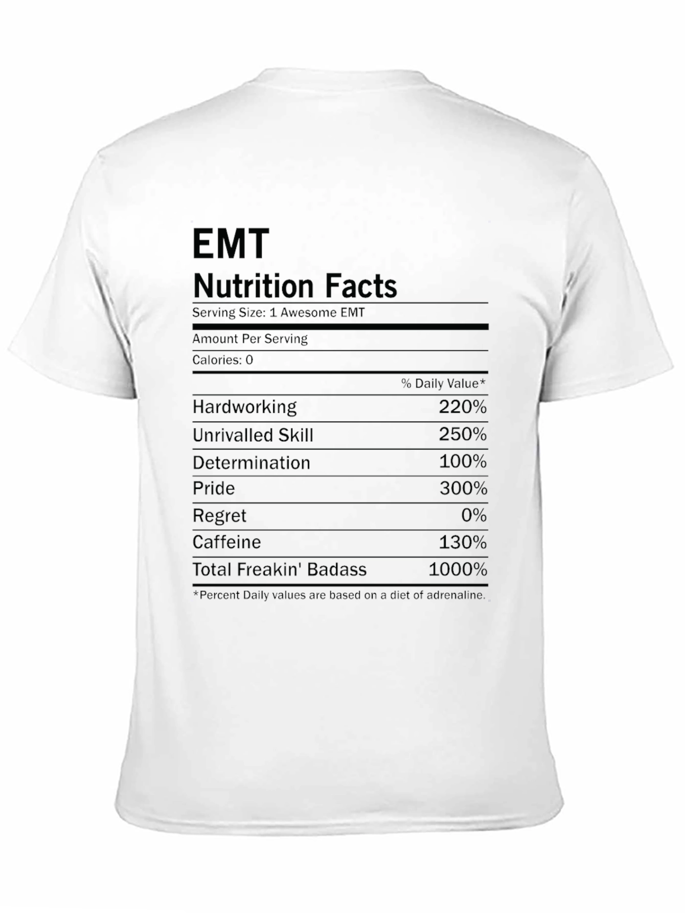 EMT Nutrition Facts Black T-Shirt