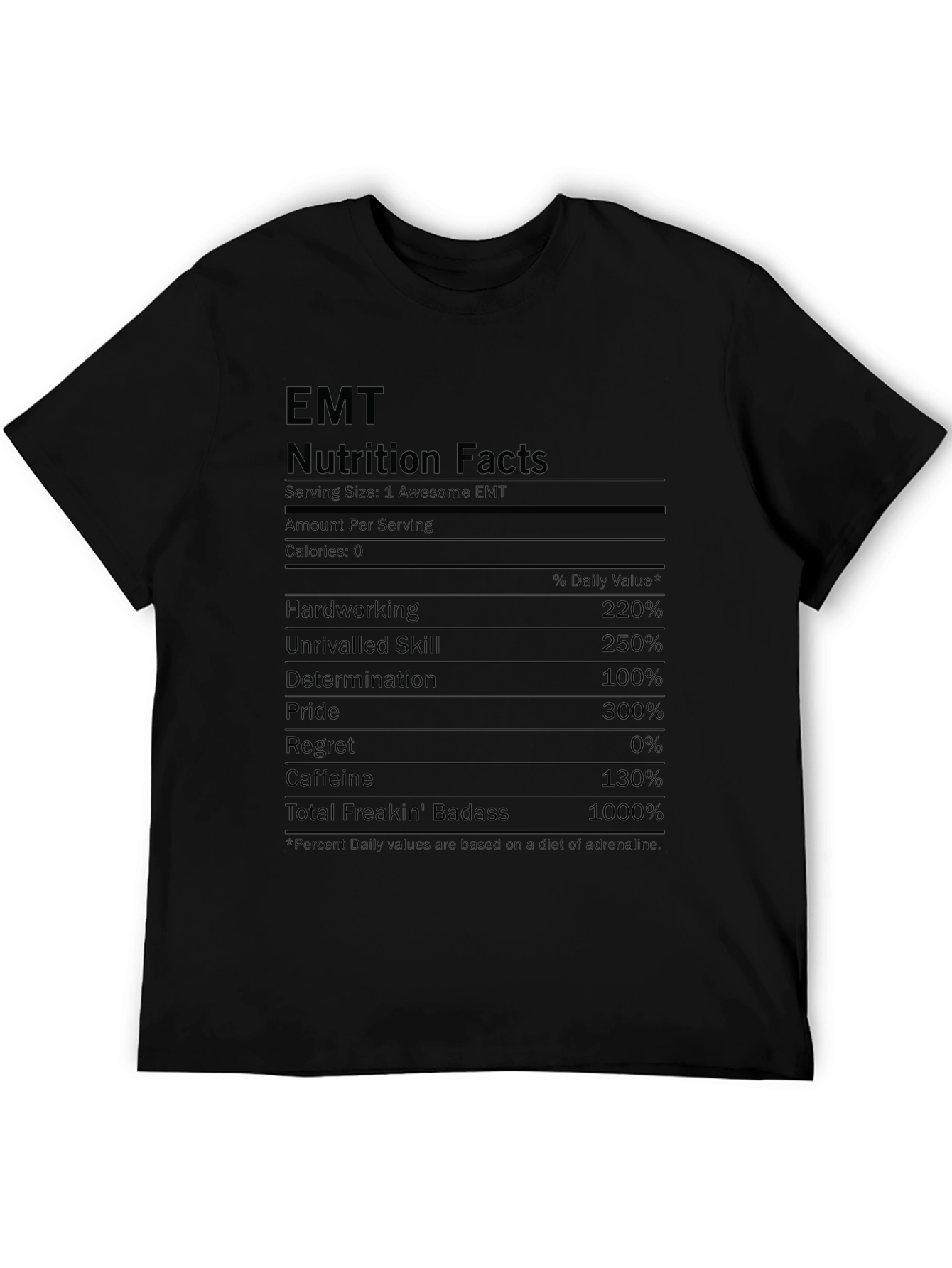 EMT Nutrition Facts Black T-Shirt