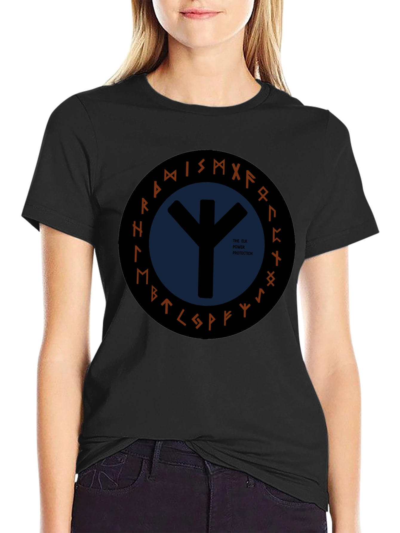 Elk Power Protection T-Shirt - Viking Runes