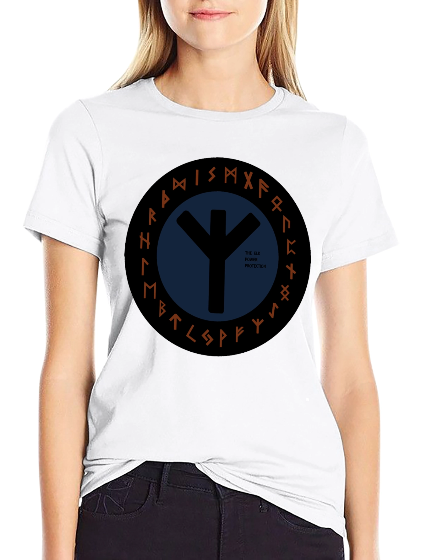 Elk Power Protection T-Shirt - Viking Runes