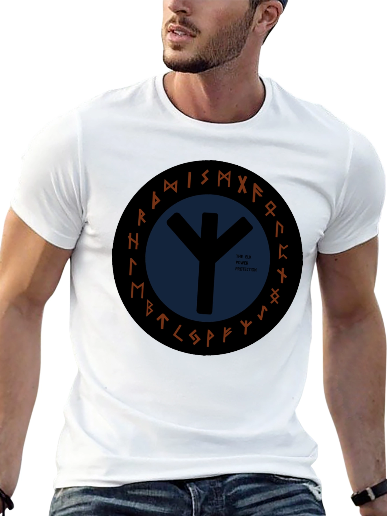 Elk Power Protection T-Shirt - Viking Runes
