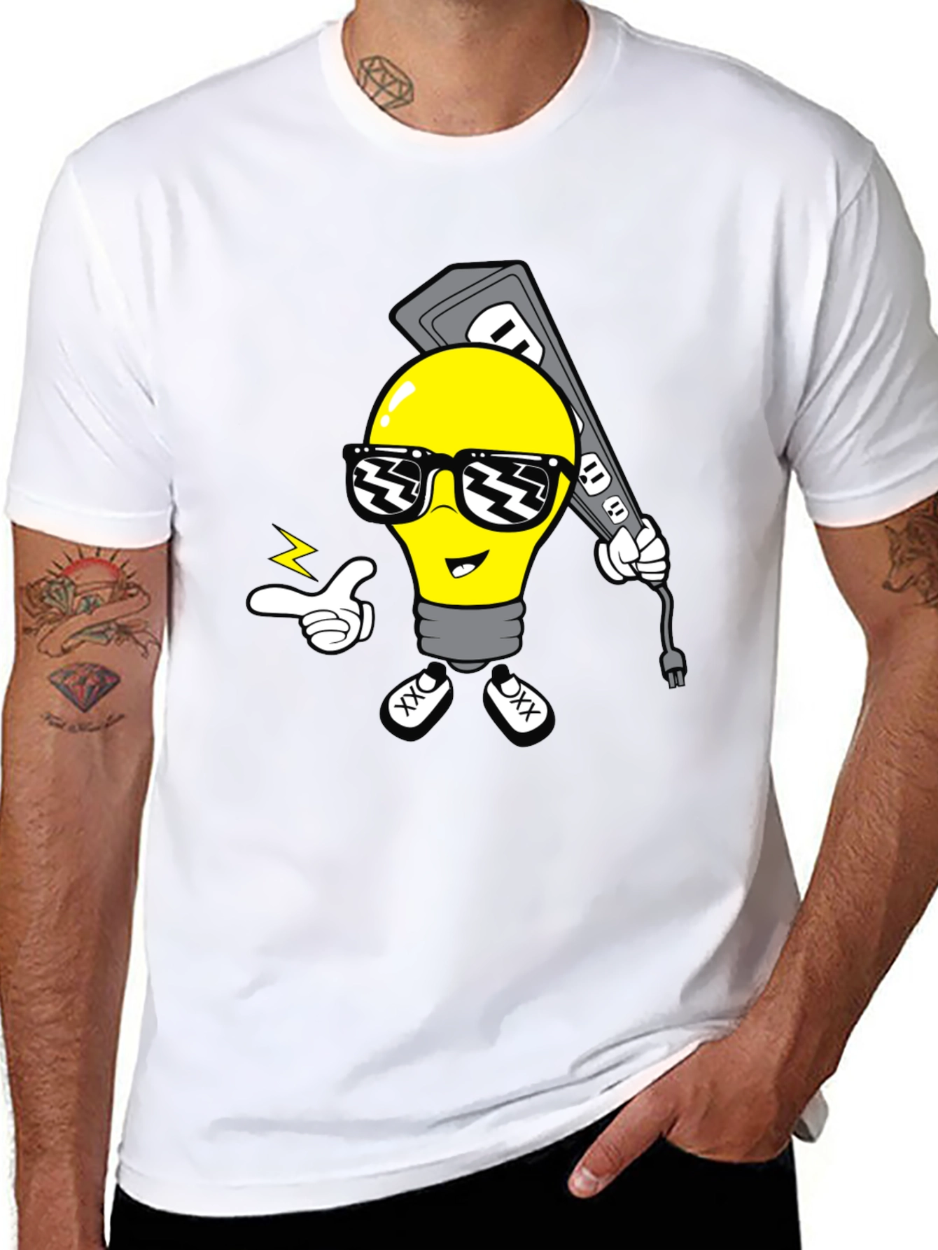 Cool Light Bulb Graphic T-Shirt - Black Cotton Tee