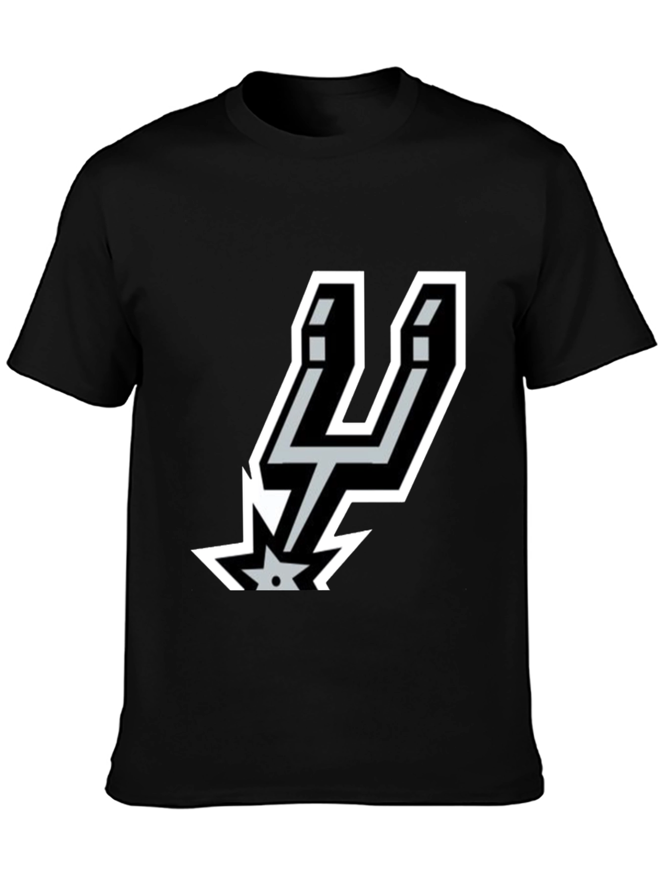 Mens Spurs Logo Graphic Black T-Shirt