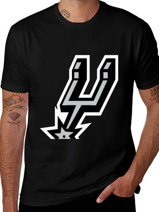 Mens Spurs Logo Graphic Black T-Shirt
