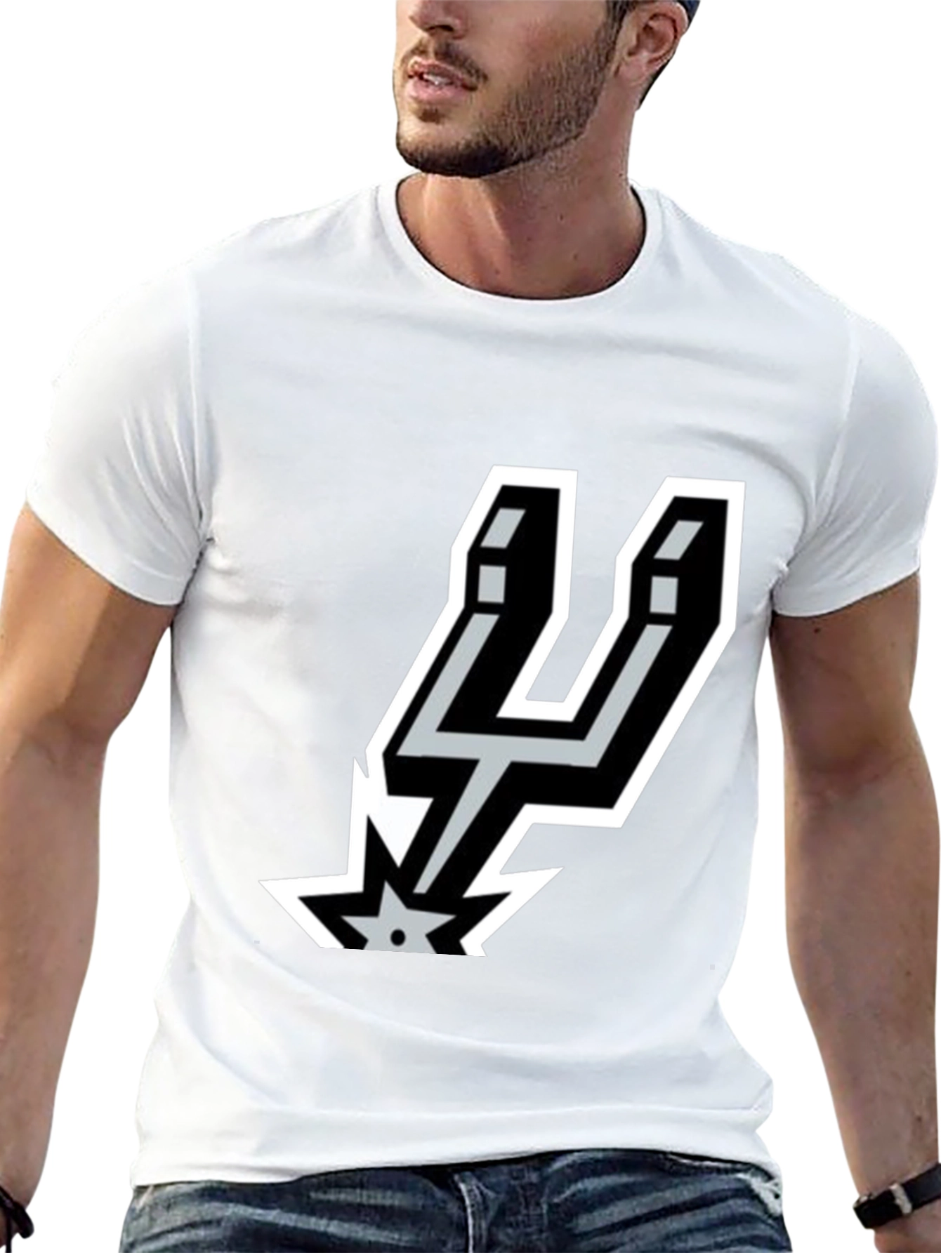 Mens Spurs Logo Graphic Black T-Shirt