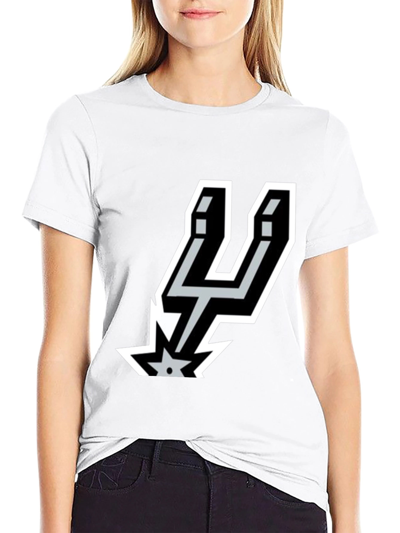 Mens Spurs Logo Graphic Black T-Shirt