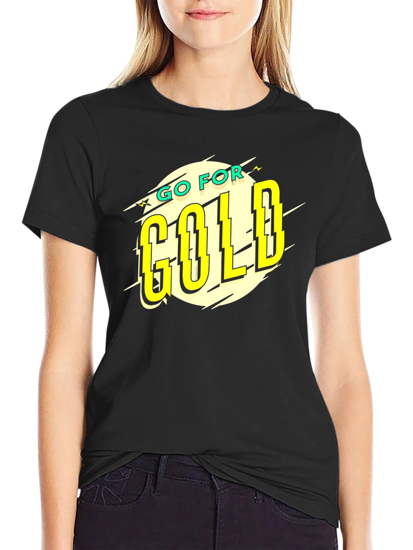 Go For Gold Black Graphic T-Shirt