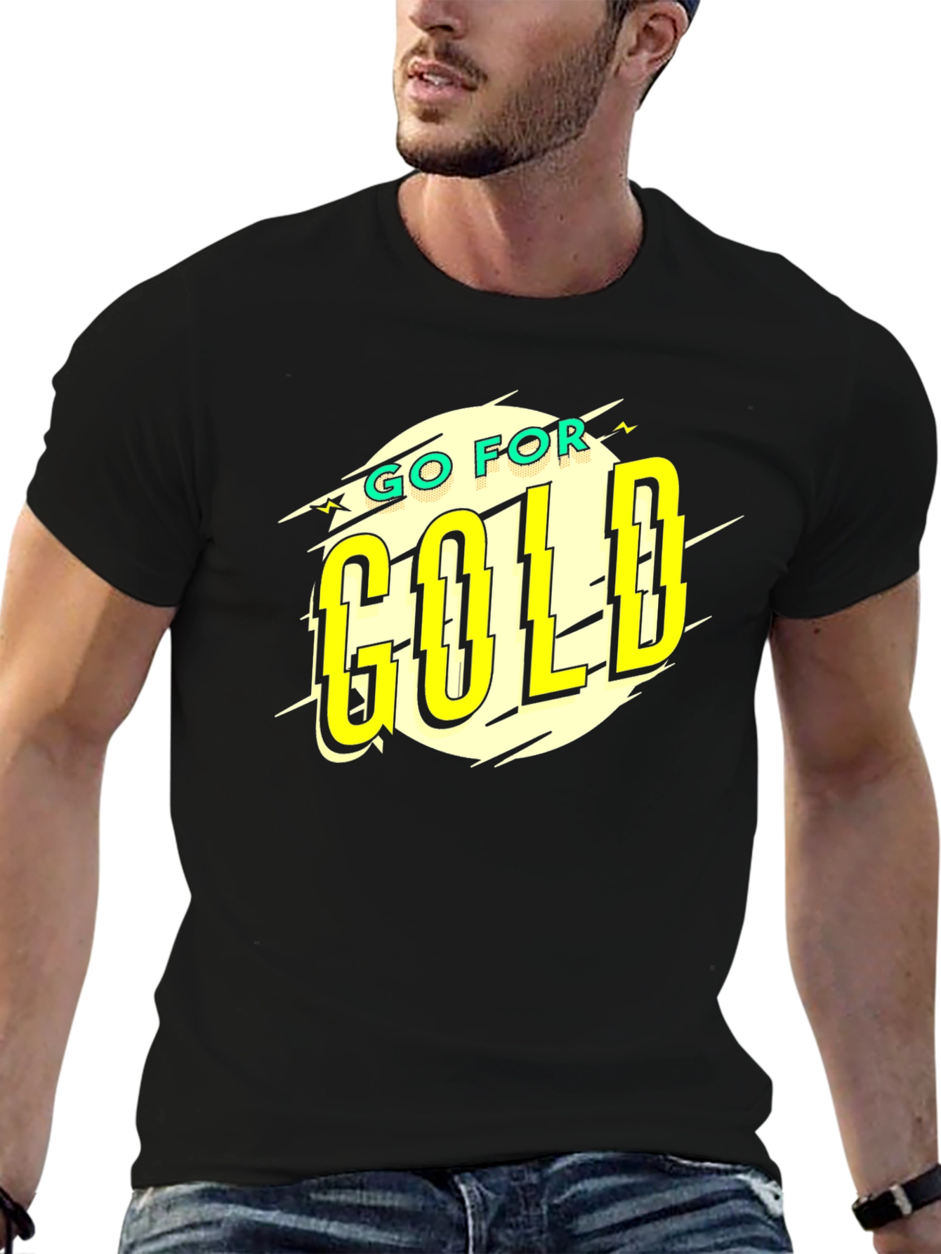 Go For Gold Black Graphic T-Shirt