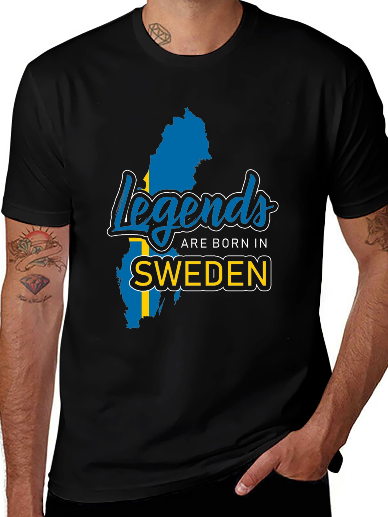 Legends Are Born In Sweden Black T-Shirt