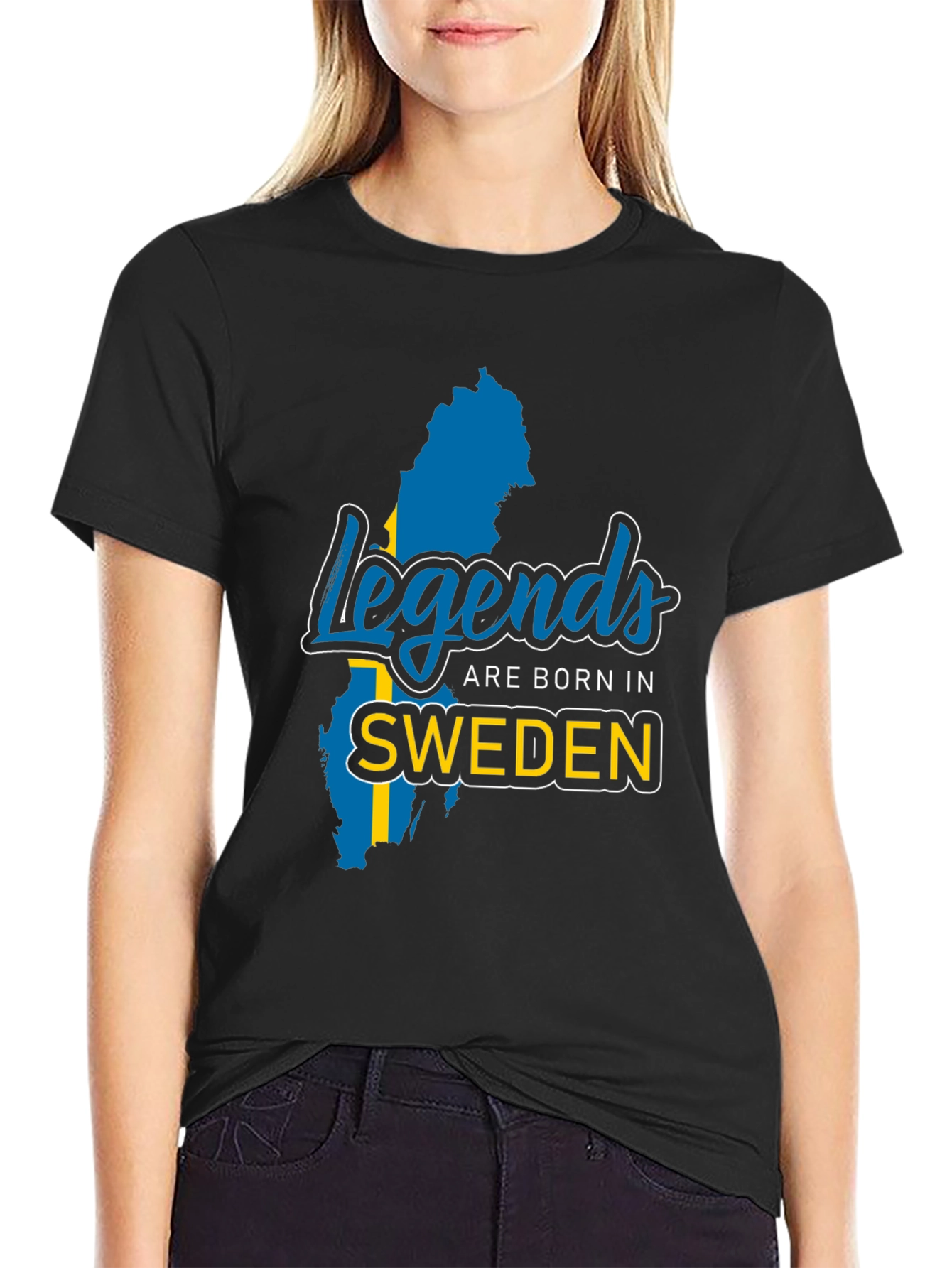 Legends Are Born In Sweden Black T-Shirt
