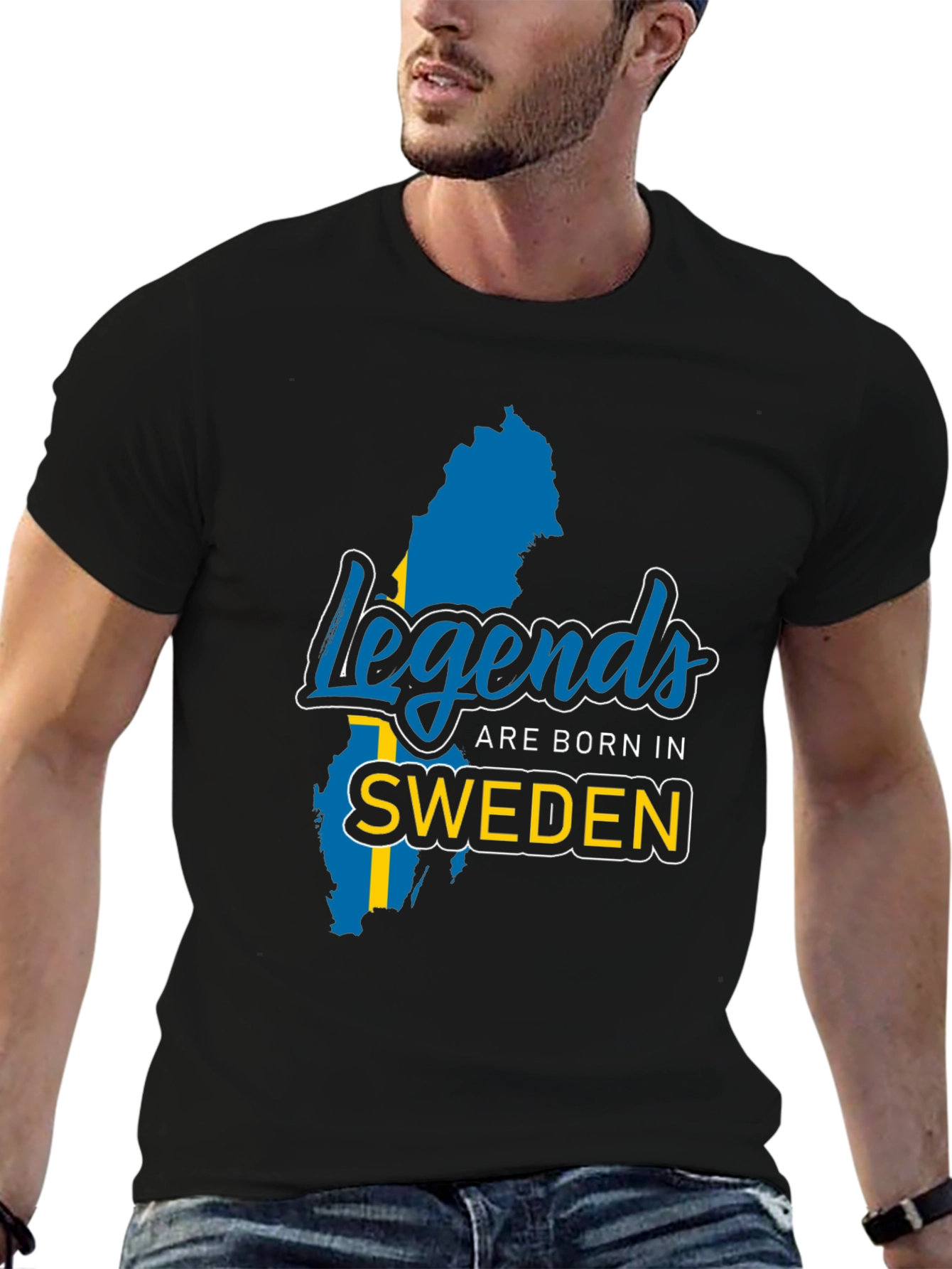 Legends Are Born In Sweden Black T-Shirt