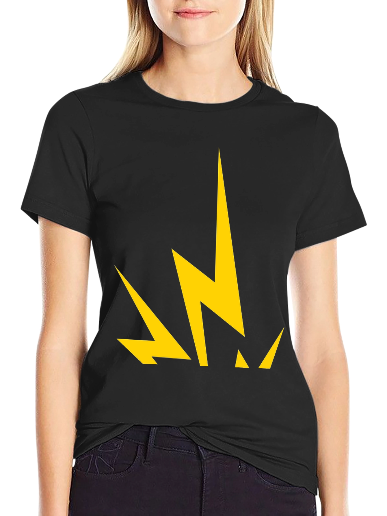 Bold Lightning Bolt Graphic Tee - Black