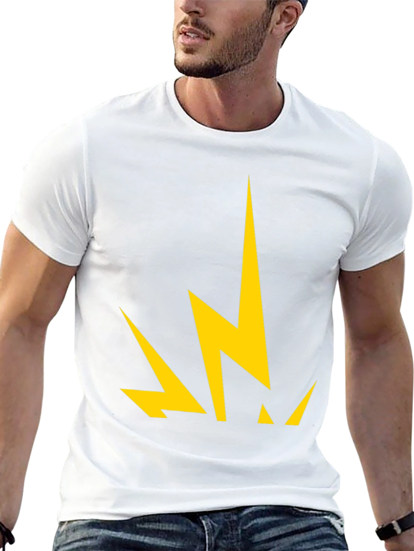 Bold Lightning Bolt Graphic Tee - Black