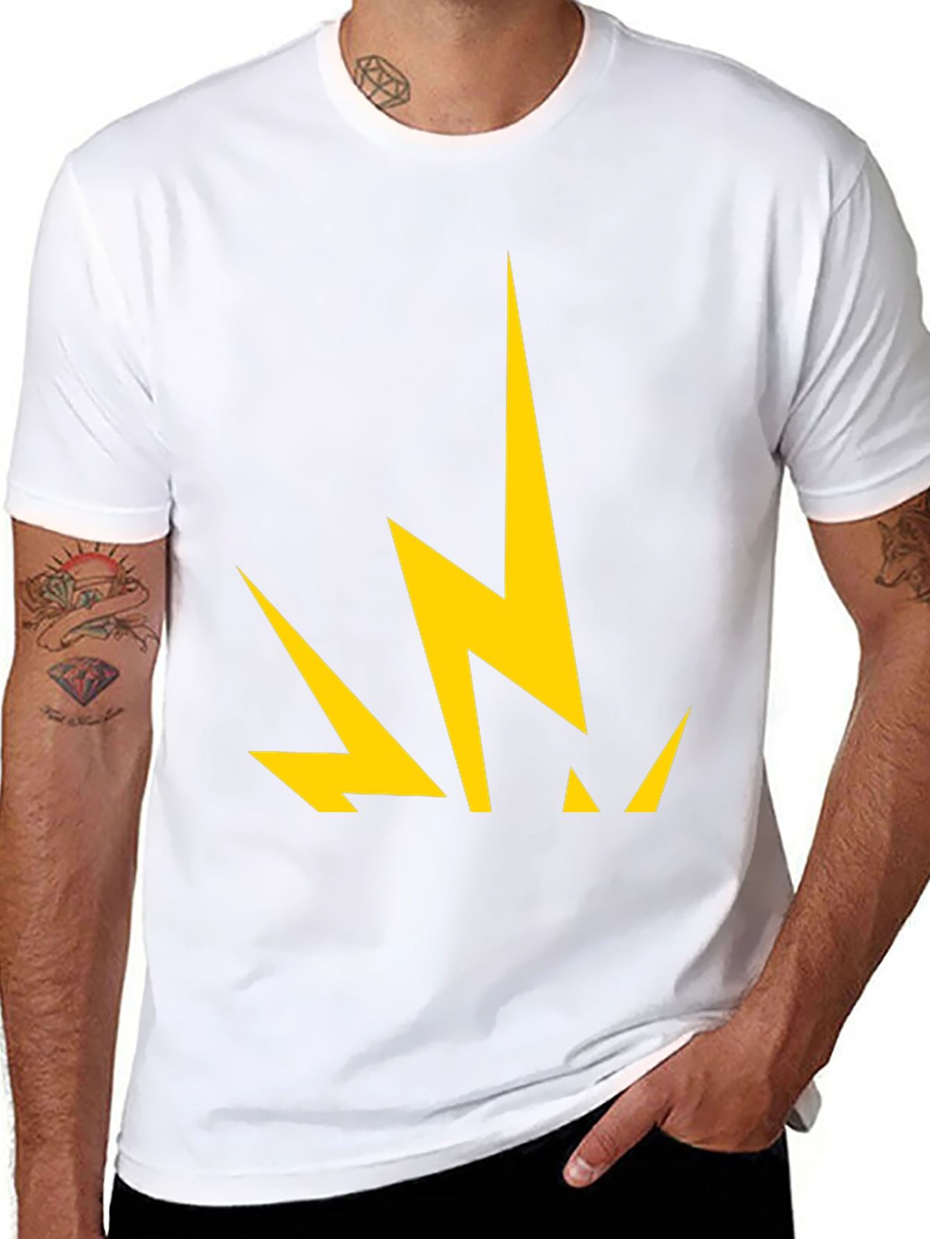 Bold Lightning Bolt Graphic Tee - Black