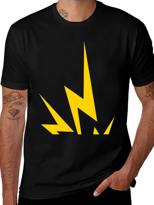 Bold Lightning Bolt Graphic Tee - Black