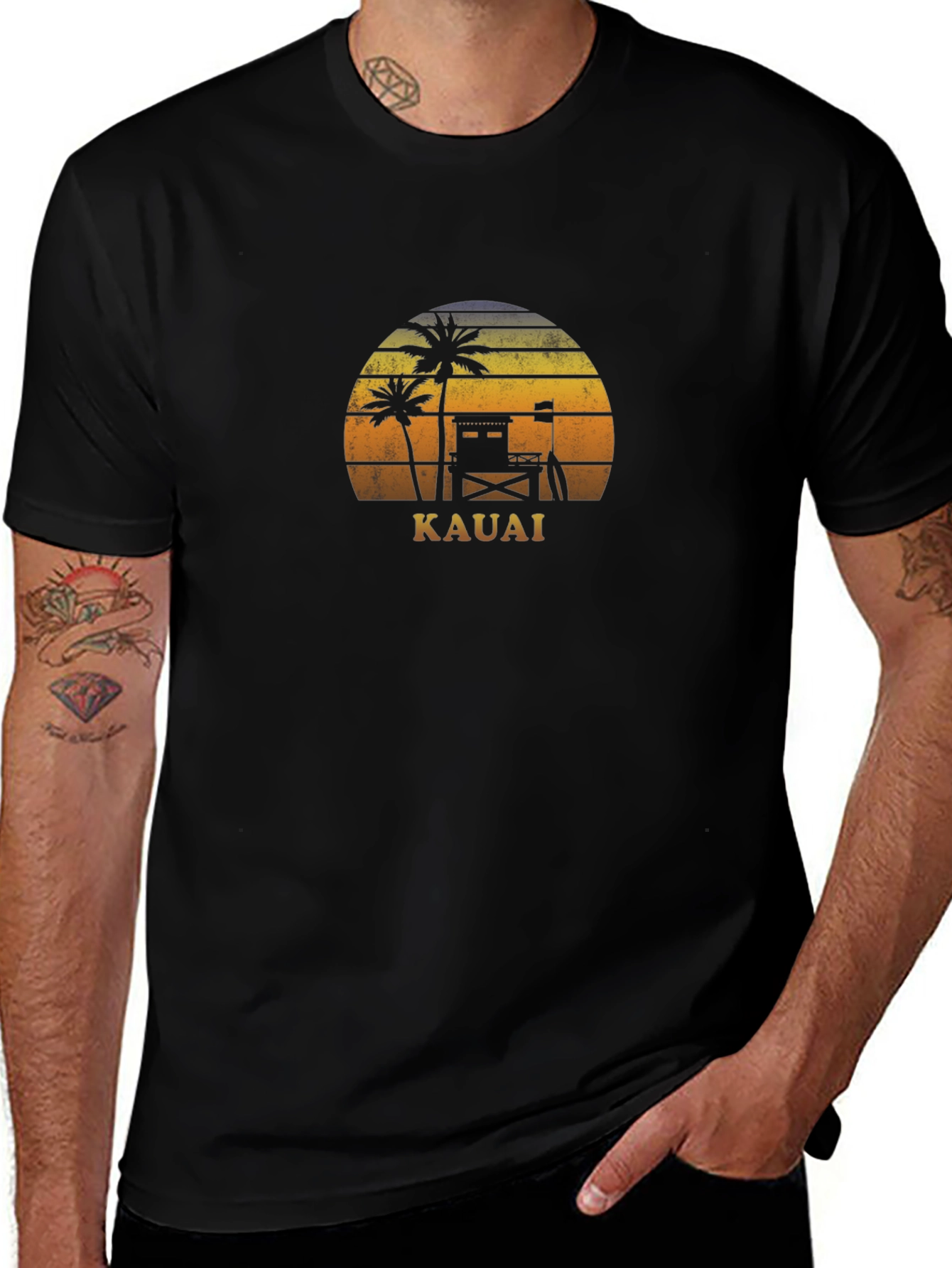 Kauai Sunset Graphic Tee - Tropical Vacation Shirt