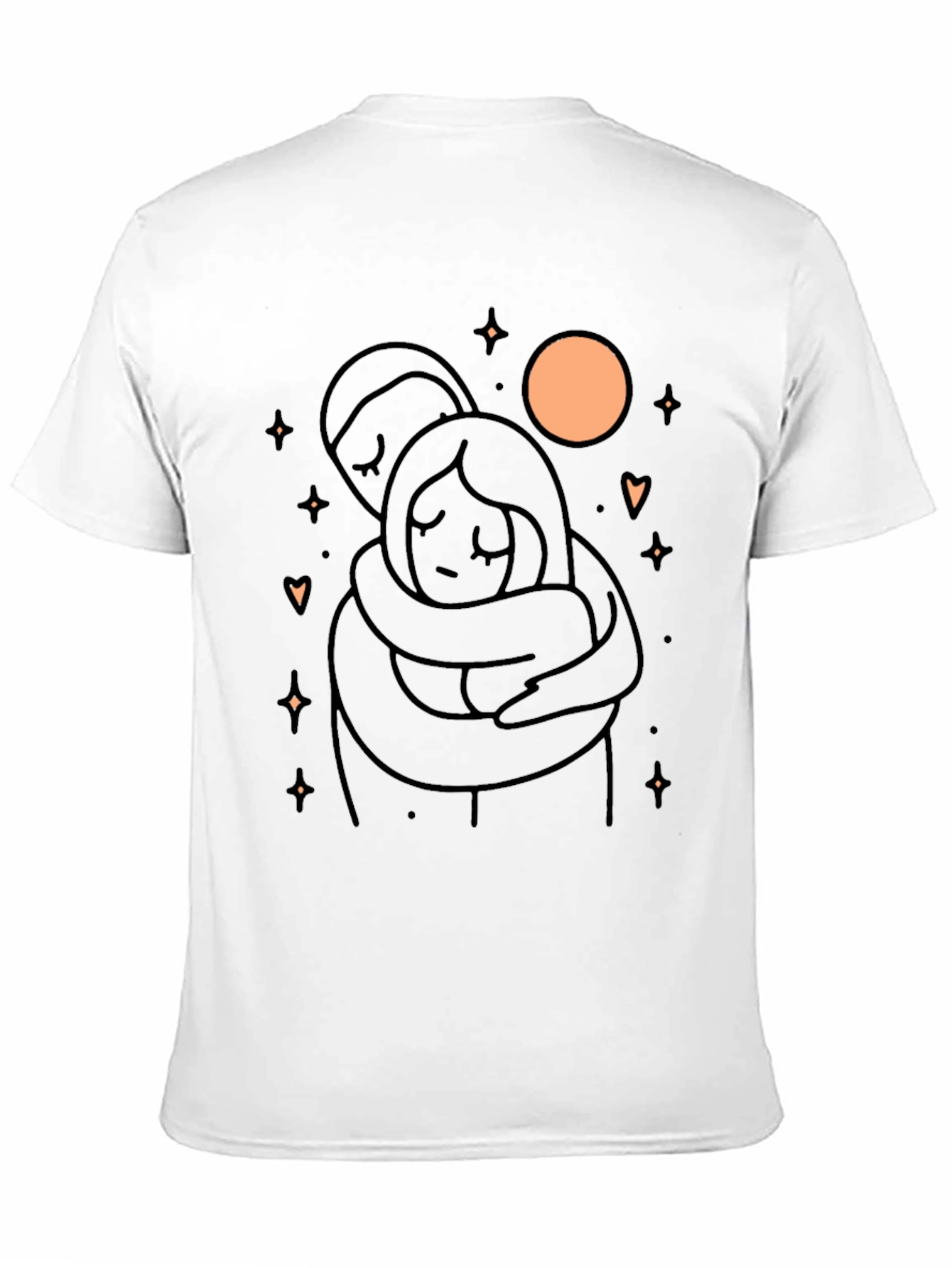Couple Hug Graphic T-Shirt - Soft Black Cotton Blend