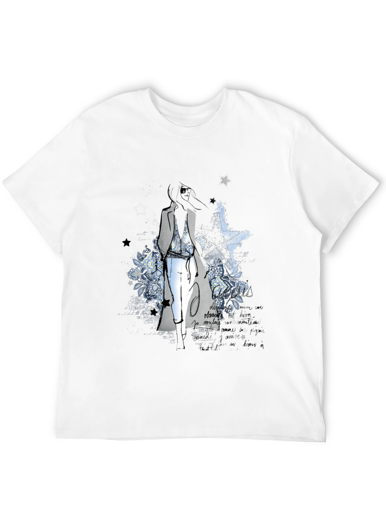 Stylish Graphic Print T-Shirt - Fashion Illustration Tee