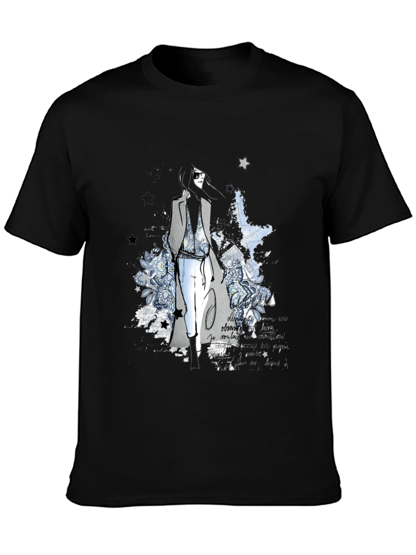 Stylish Graphic Print T-Shirt - Fashion Illustration Tee