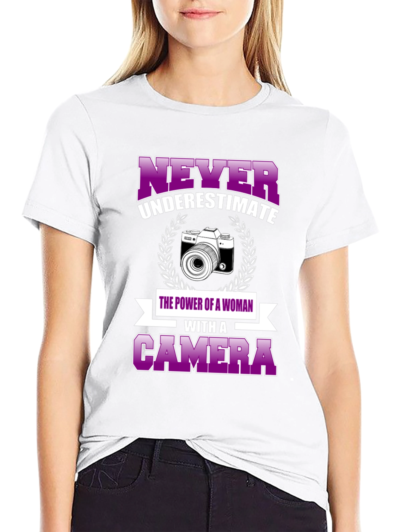 Never Underestimate Woman with Camera T-Shirt