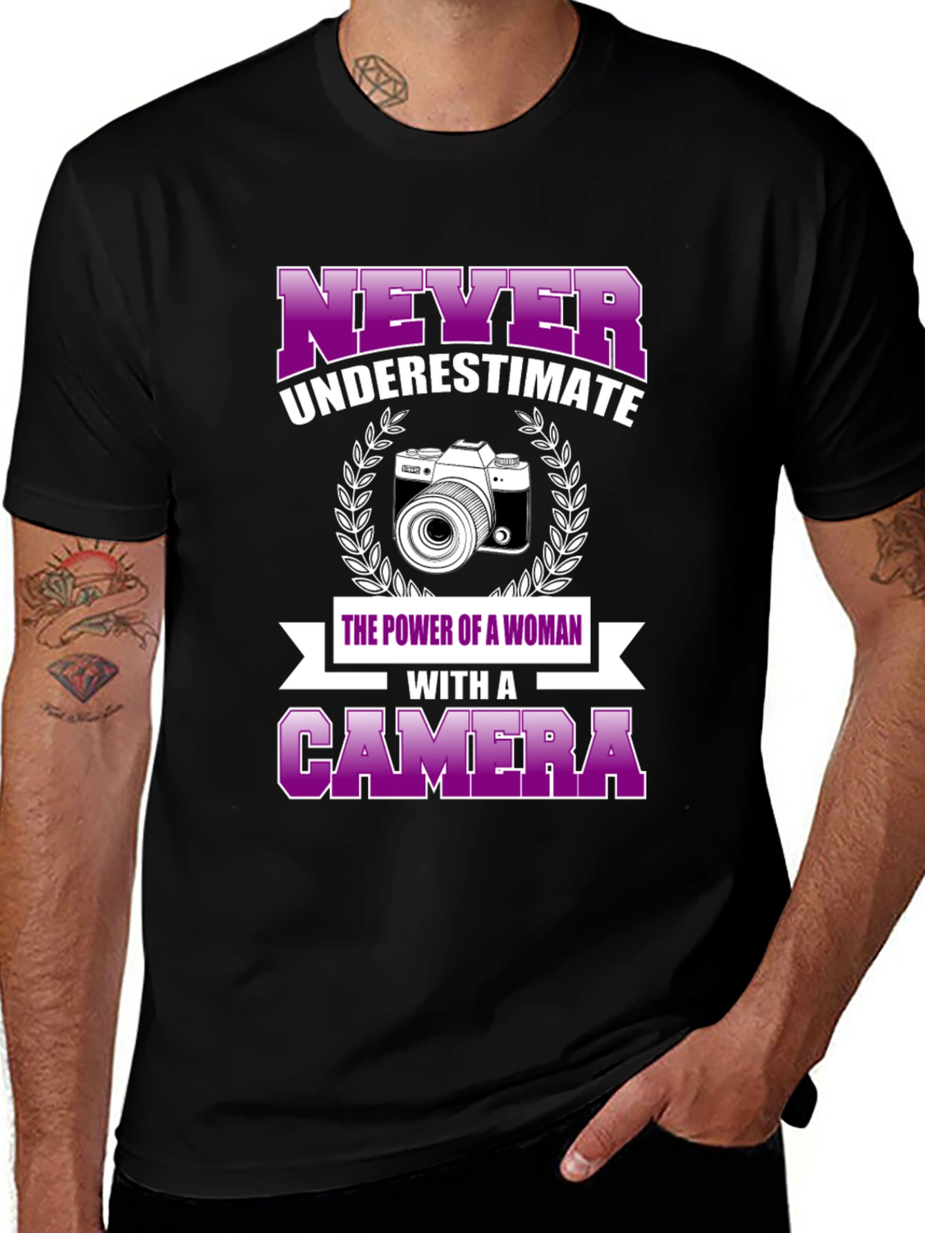 Never Underestimate Woman with Camera T-Shirt