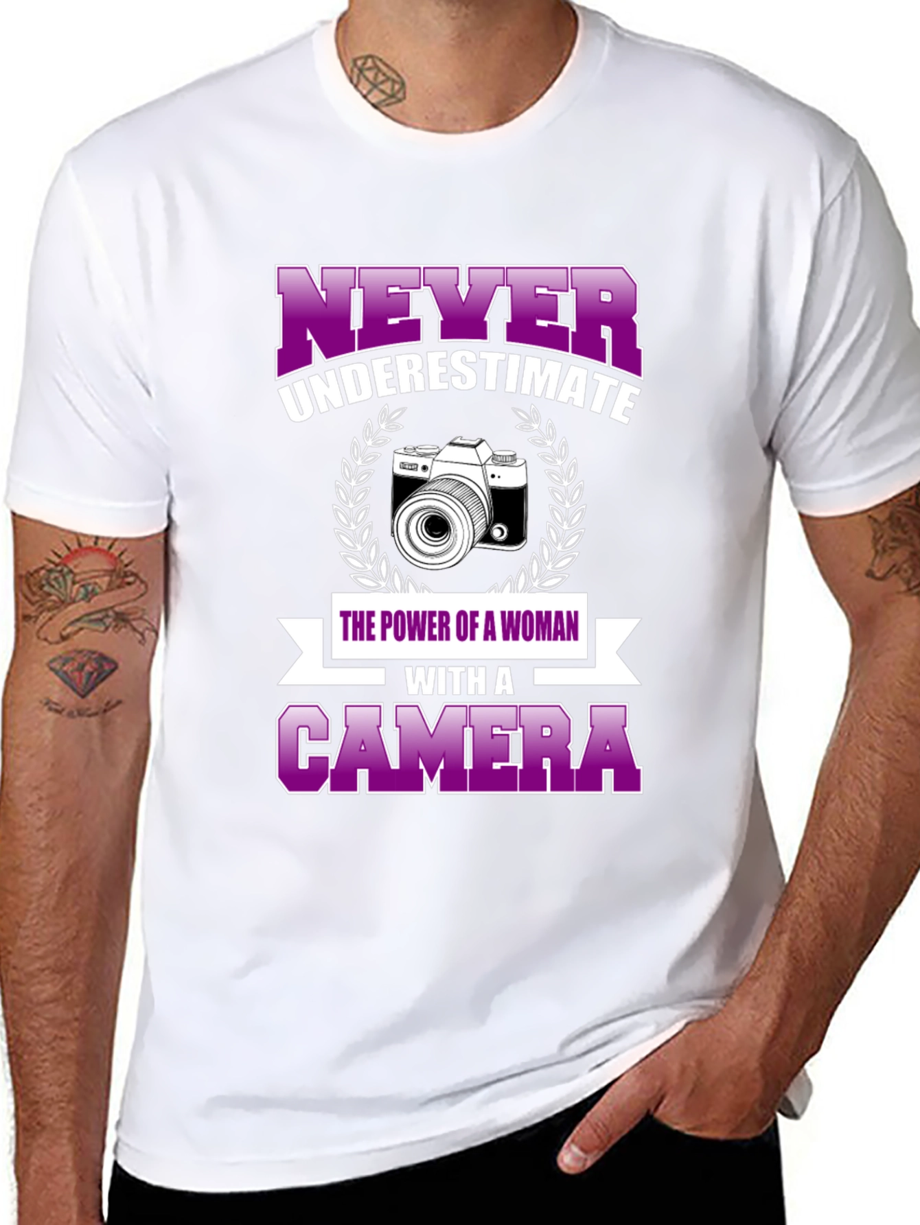 Never Underestimate Woman with Camera T-Shirt
