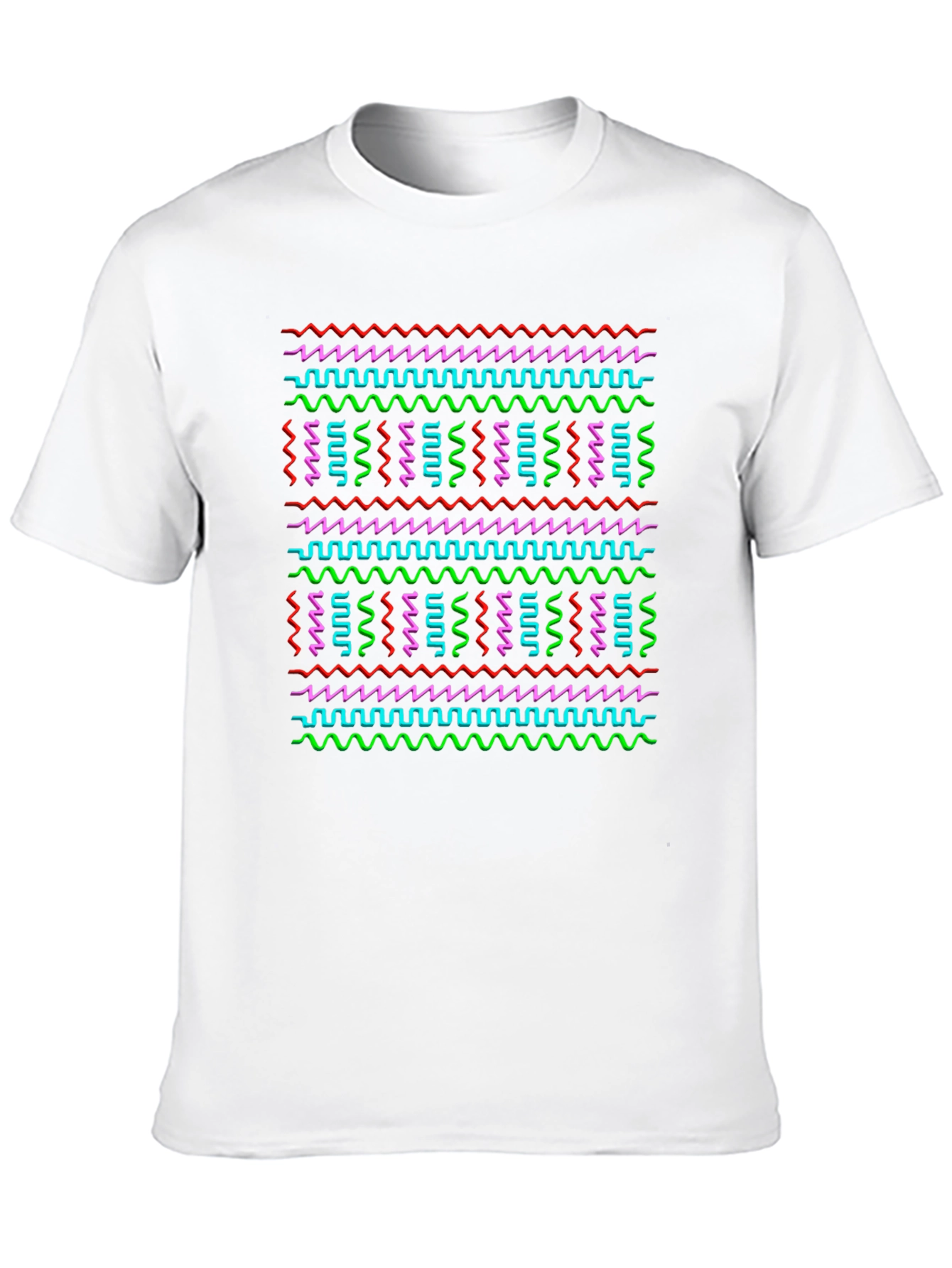 Retro Wave T-Shirt - Neon Geometric Pattern