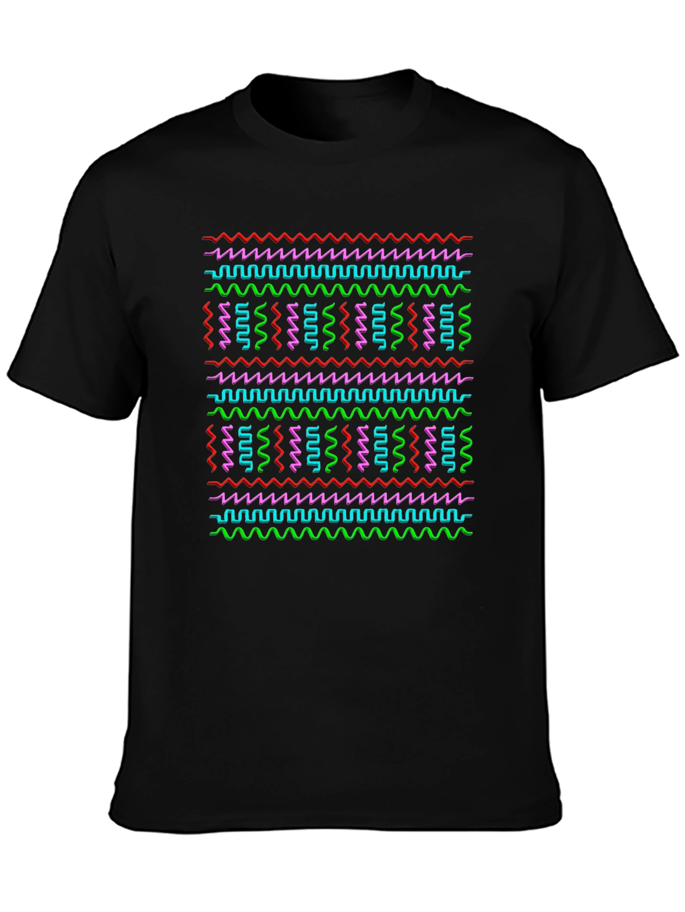 Retro Wave T-Shirt - Neon Geometric Pattern