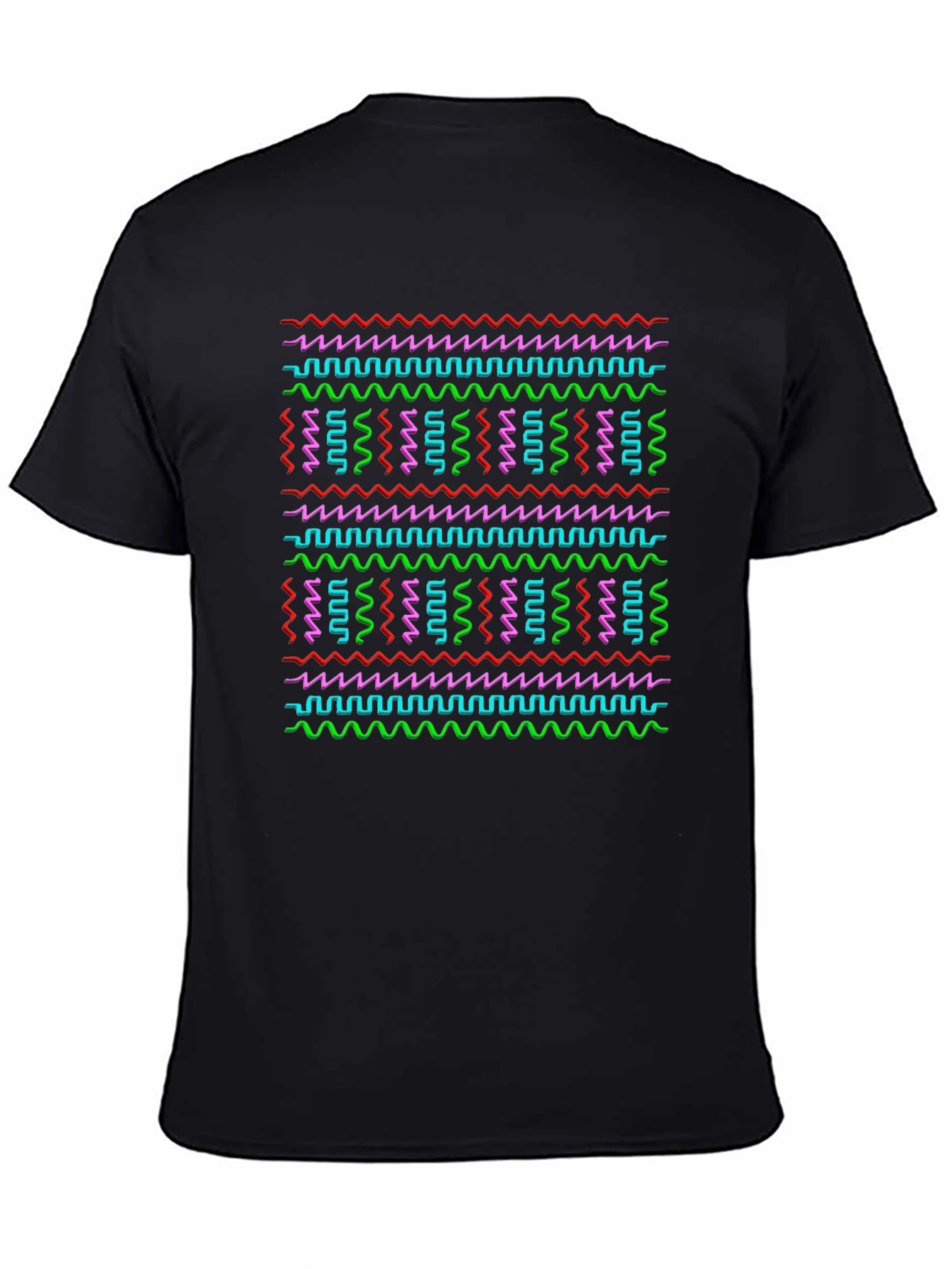 Retro Wave T-Shirt - Neon Geometric Pattern