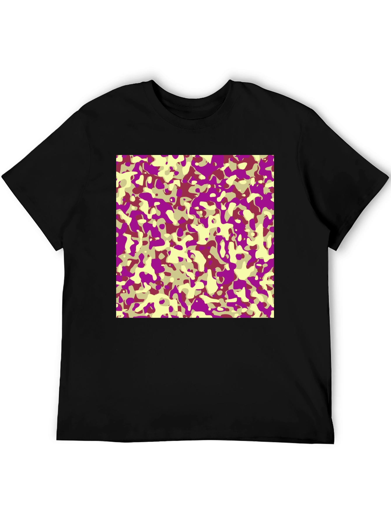 Purple & Yellow Camo T-Shirt - Casual Style