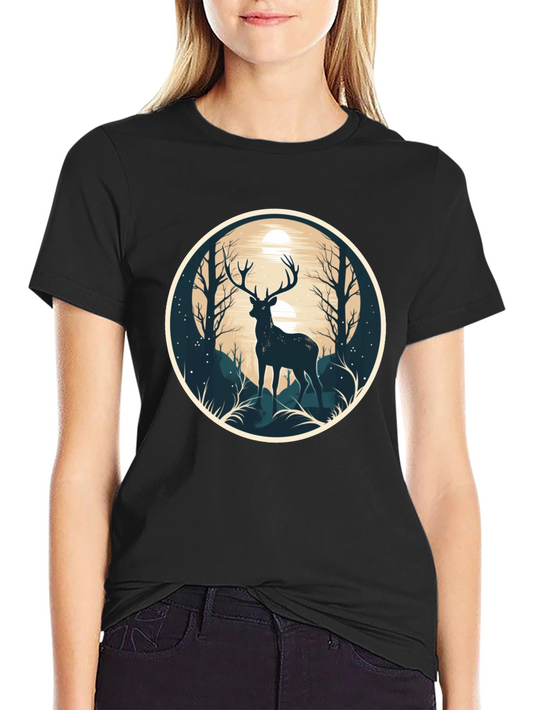 Deer Silhouette Graphic Tee - Nature Lovers Shirt